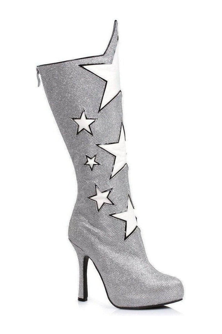 Ellie Shoes 420 HERO Costume Boot in Silver Glitter from SexyShoes.com