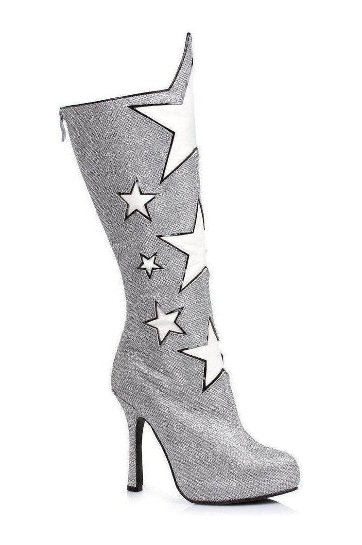 420-HERO Costume Boot | Silver Glitter-Ellie Shoes-SEXYSHOES.COM