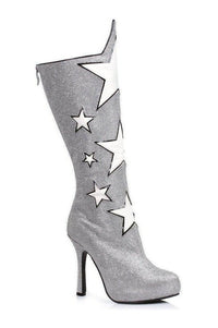 Ellie Shoes 420 HERO Costume Boot in Silver Glitter from SexyShoes.com