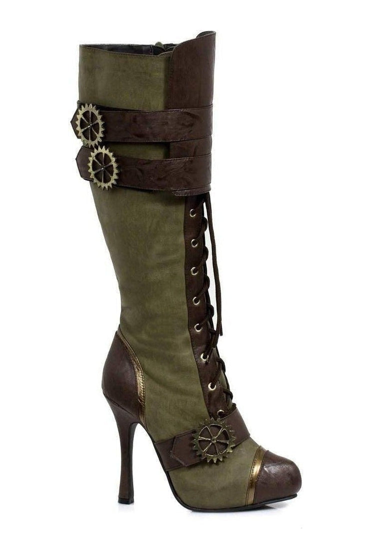Ellie Shoes 420 QUINLEY Knee Boot in Green Faux Leather from SexyShoes.com