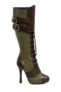 Ellie Shoes 420 QUINLEY Knee Boot in Green Faux Leather from SexyShoes.com