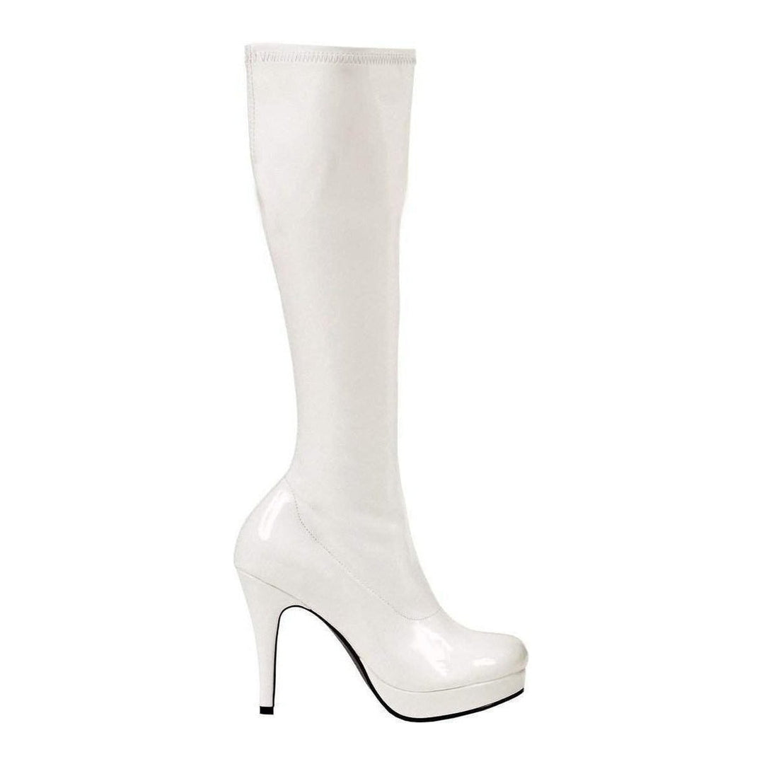 421-GROOVE Knee Boot | White Patent-Ellie Shoes-White-Knee Boots-SEXYSHOES.COM
