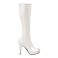 Ellie Shoes 421 GROOVE Knee Boot in White Patent from SexyShoes.com