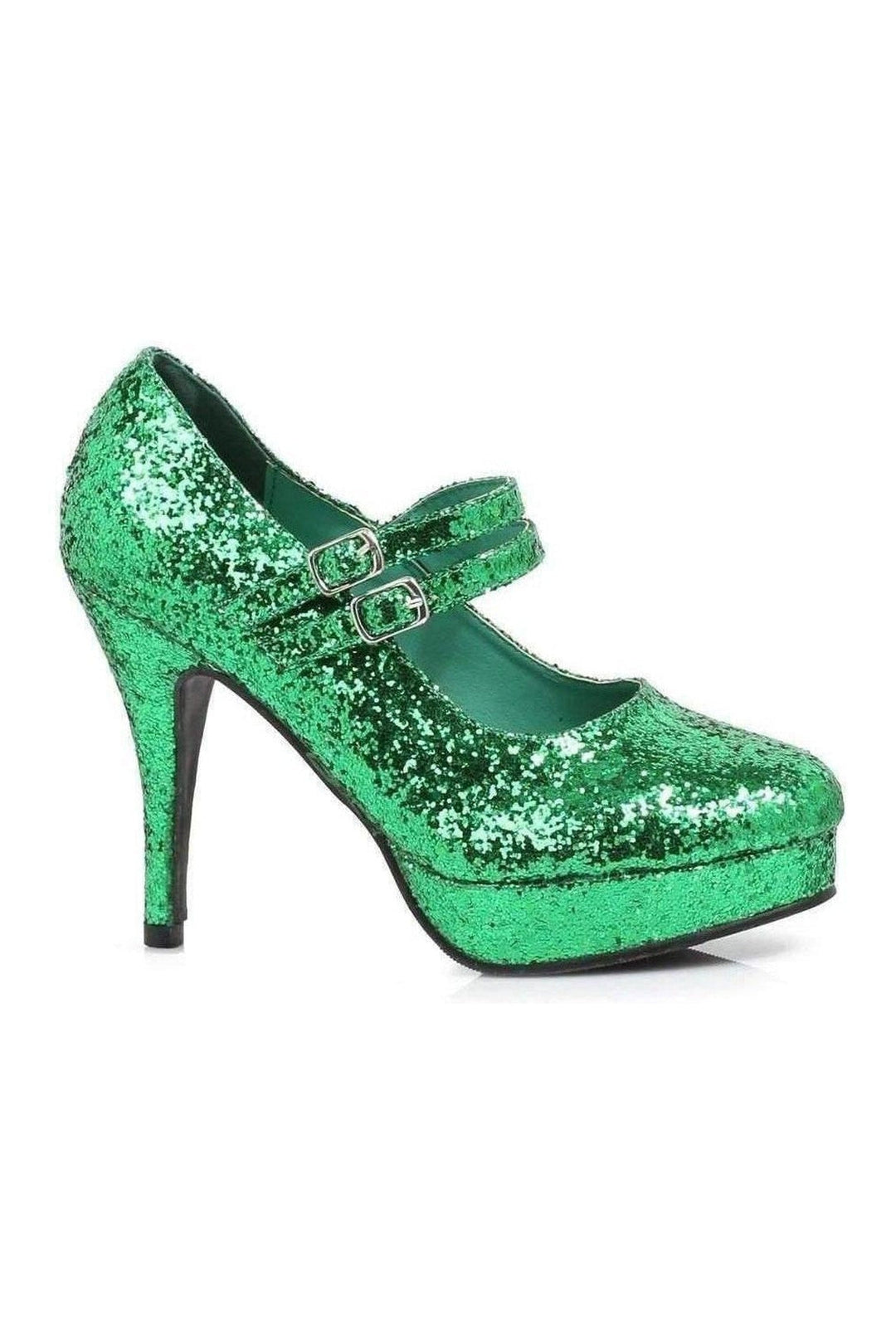 421-JANE-G Mary Jane | Green Glitter-Ellie Shoes-Green-Mary Janes-SEXYSHOES.COM