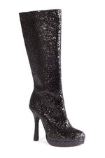 421-ZARA Knee Boot  | Black Glitter