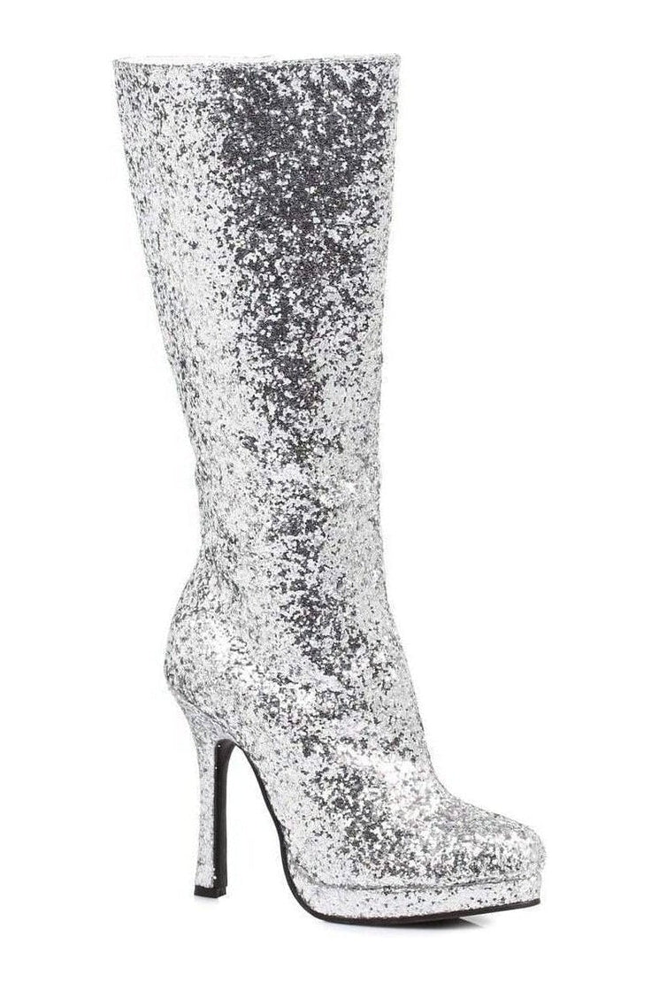 421-ZARA Knee Boot | Silver Glitter-Ellie Shoes-Silver-Knee Boots-SEXYSHOES.COM