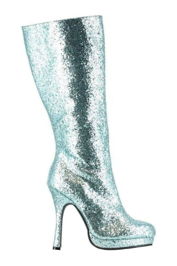421-ZARA Knee Boot | Turquoise Glitter-Ellie Shoes-Turquoise-Knee Boots-SEXYSHOES.COM