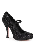 423-CANDY Costume Pump | Black Glitter