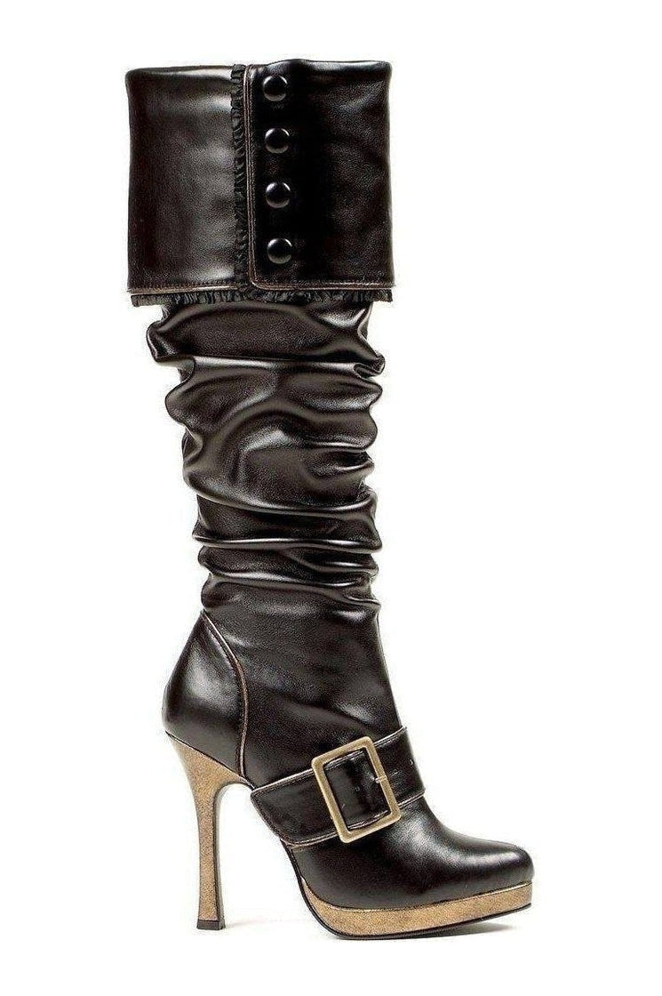 426-GRACE Knee Boot | Black Faux Leather-Ellie Shoes-SEXYSHOES.COM