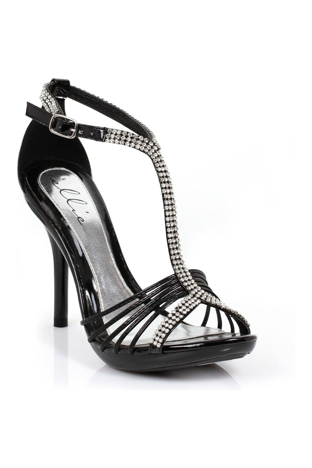 431-MAJESTIC Fashion Sandal | Black Patent-Ellie Shoes-SEXYSHOES.COM