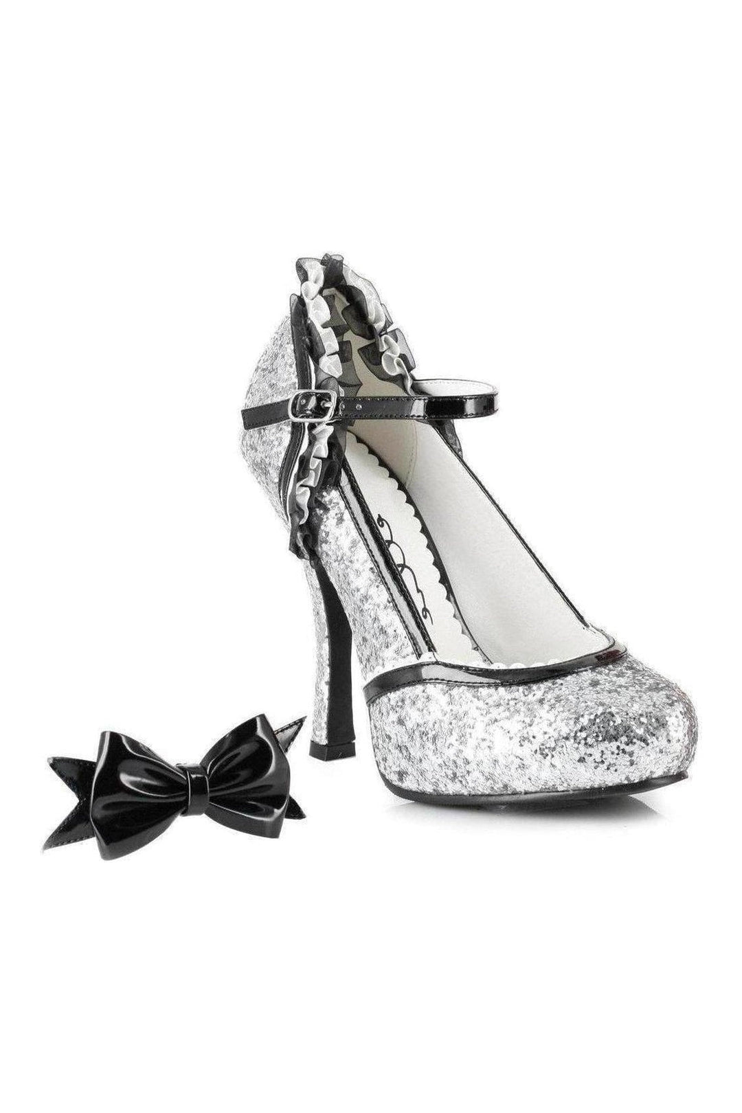 453-LACEY Costume Pump | Silver Glitter-Ellie Shoes-SEXYSHOES.COM
