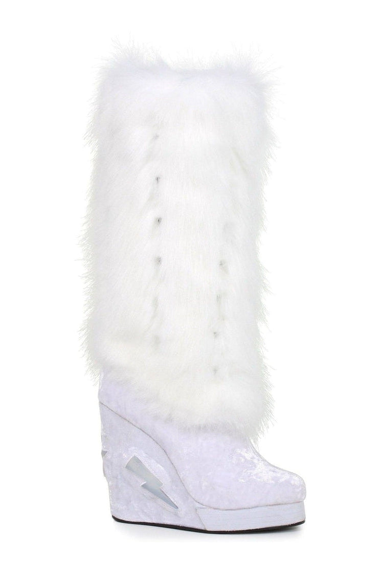 Ellie Shoes 455 HAPPY Light Up Festival Boot in White Velvet