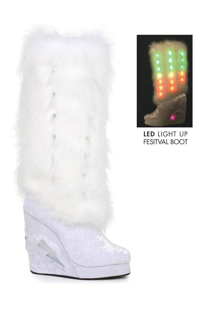 Ellie Shoes 455 HAPPY Light Up Festival Boot in White Velvet from SexyShoes.com