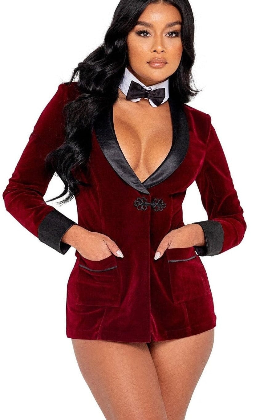 4PC Playboy Smoke Lounge Madam-Bunny Costumes-Roma Costumes-Red-L-SEXYSHOES.COM