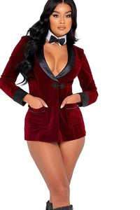 Roma Costumes 4PC Playboy Smoke Lounge Madam in Red 