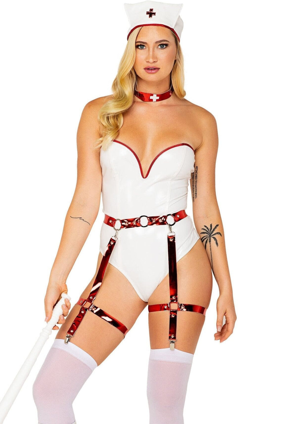 4pc Naughty Nurse-Nurse Costumes-Roma Costumes-White-L-SEXYSHOES.COM