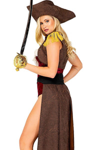 Roma Costumes 4pc Pirate Buccaneer Beauty in Brown 