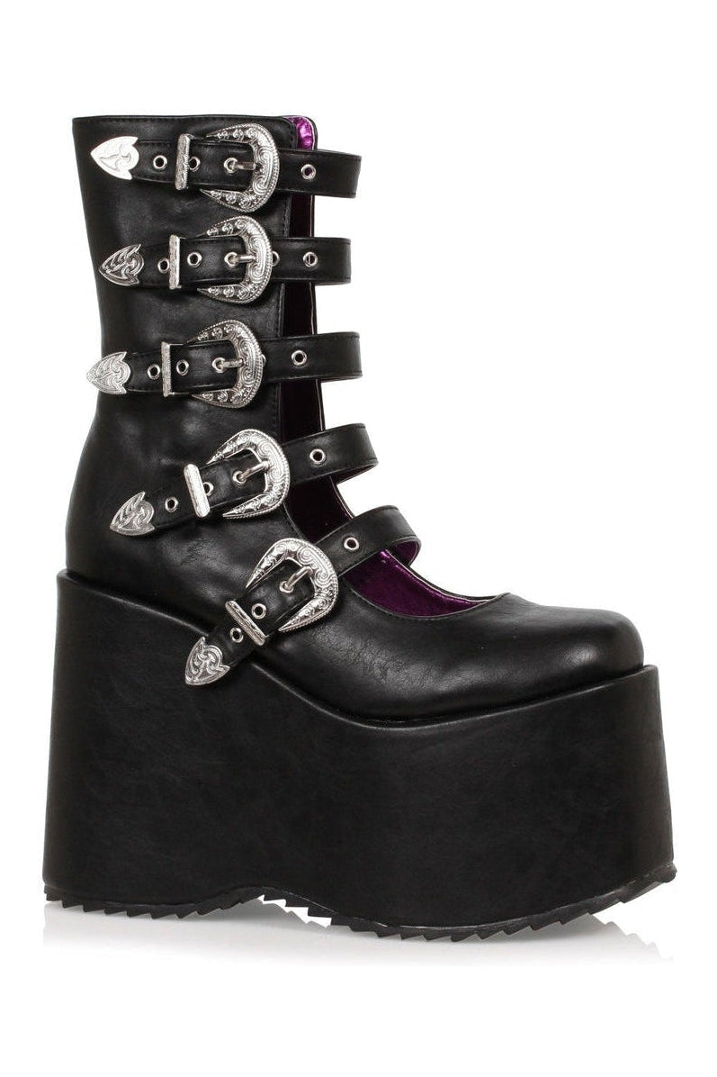 500-ASH Ankle Boot | Black Faux Leather-Ankle Boots-Ellie Shoes-SEXYSHOES.COM