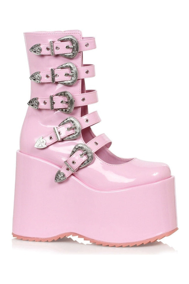 Ellie Shoes 500 ASH Ankle Boot in Pink Faux Leather from SexyShoes.com