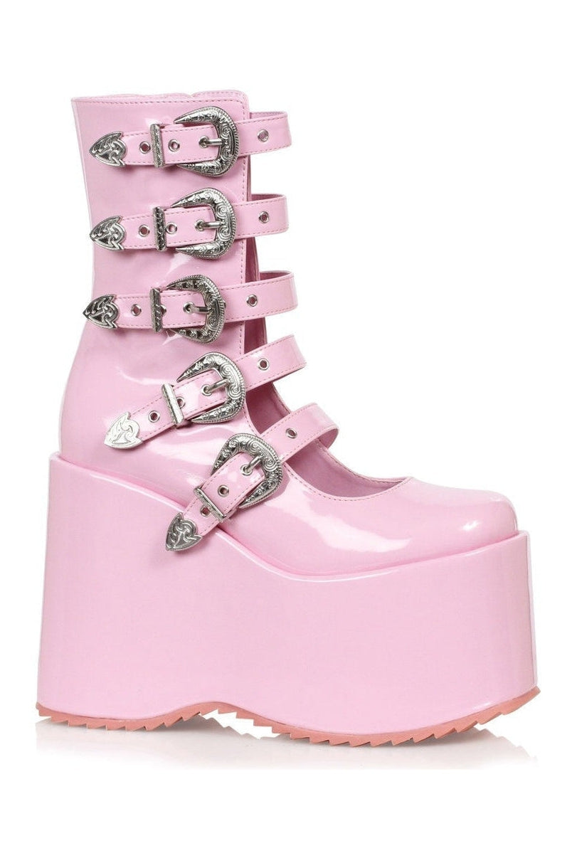 500-ASH Ankle Boot | Pink Faux Leather-Ankle Boots-Ellie Shoes-SEXYSHOES.COM
