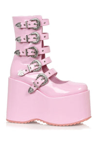 Ellie Shoes 500 ASH Ankle Boot in Pink Faux Leather from SexyShoes.com
