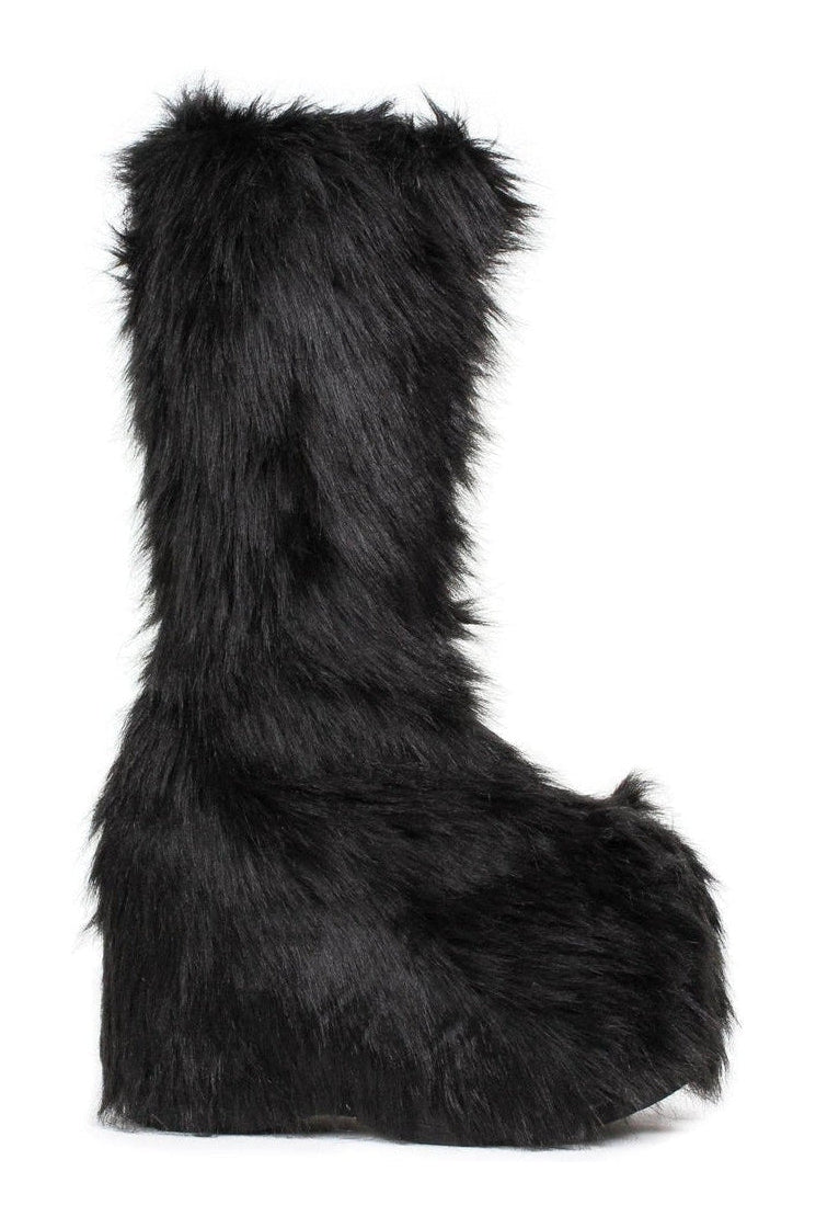 Ellie Shoes 500 FUZZ Festival Boot in Black Faux Leather from SexyShoes.com