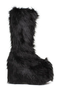 Ellie Shoes 500 FUZZ Festival Boot in Black Faux Leather from SexyShoes.com