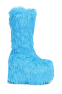Ellie Shoes 500 FUZZ Festival Boot in Blue Faux Leather from SexyShoes.com