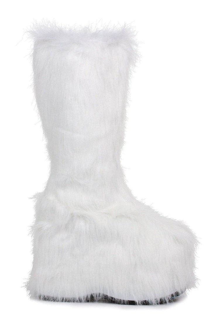 Ellie Shoes 500 FUZZ Festival Boot in White Faux Leather from SexyShoes.com