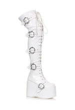 Ellie Shoes 500-KAMORA Chunky Platform Thigh High Stretch Boot w/Buckles