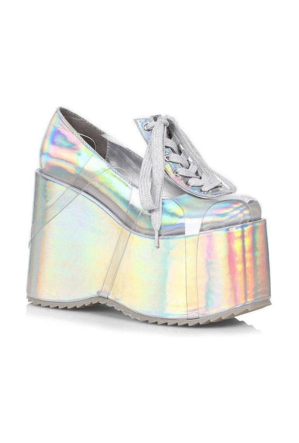 500-SUNNY Wedge | Hologram Faux Leather-Wedge-Ellie Shoes-SEXYSHOES.COM