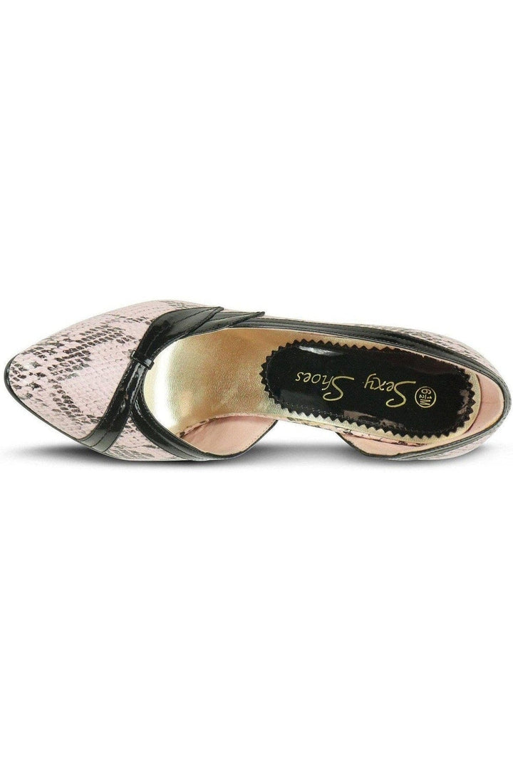5004-Sexy Leaf Trim Pump | Pink Snake Print-Sexyshoes Brand-D'Orsays-SEXYSHOES.COM