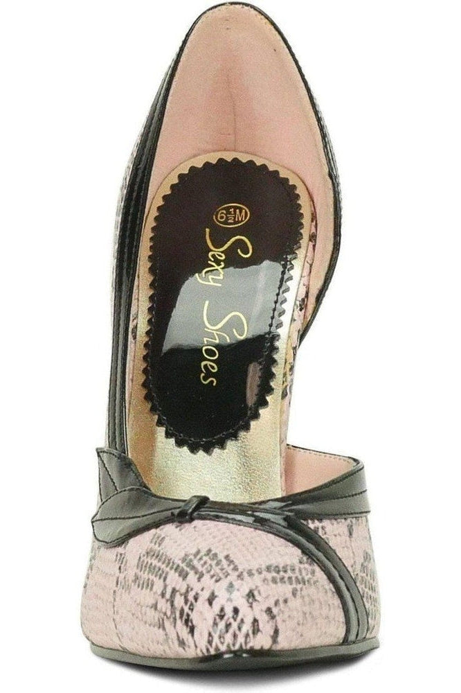5004-Sexy Leaf Trim Pump | Pink Snake Print-Sexyshoes Brand-D'Orsays-SEXYSHOES.COM