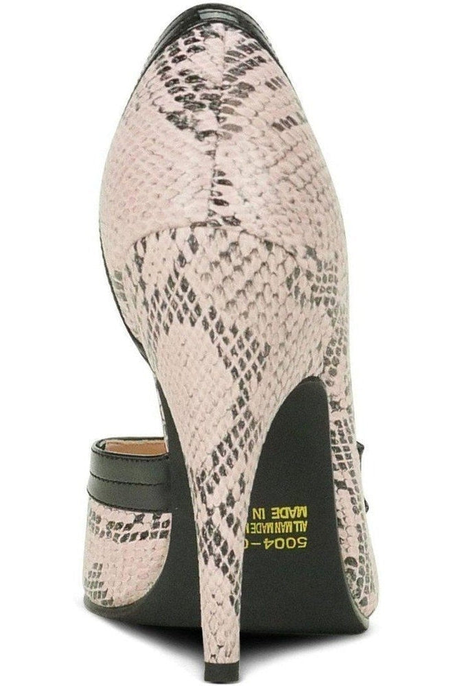 5004-Sexy Leaf Trim Pump | Pink Snake Print-Sexyshoes Brand-D'Orsays-SEXYSHOES.COM