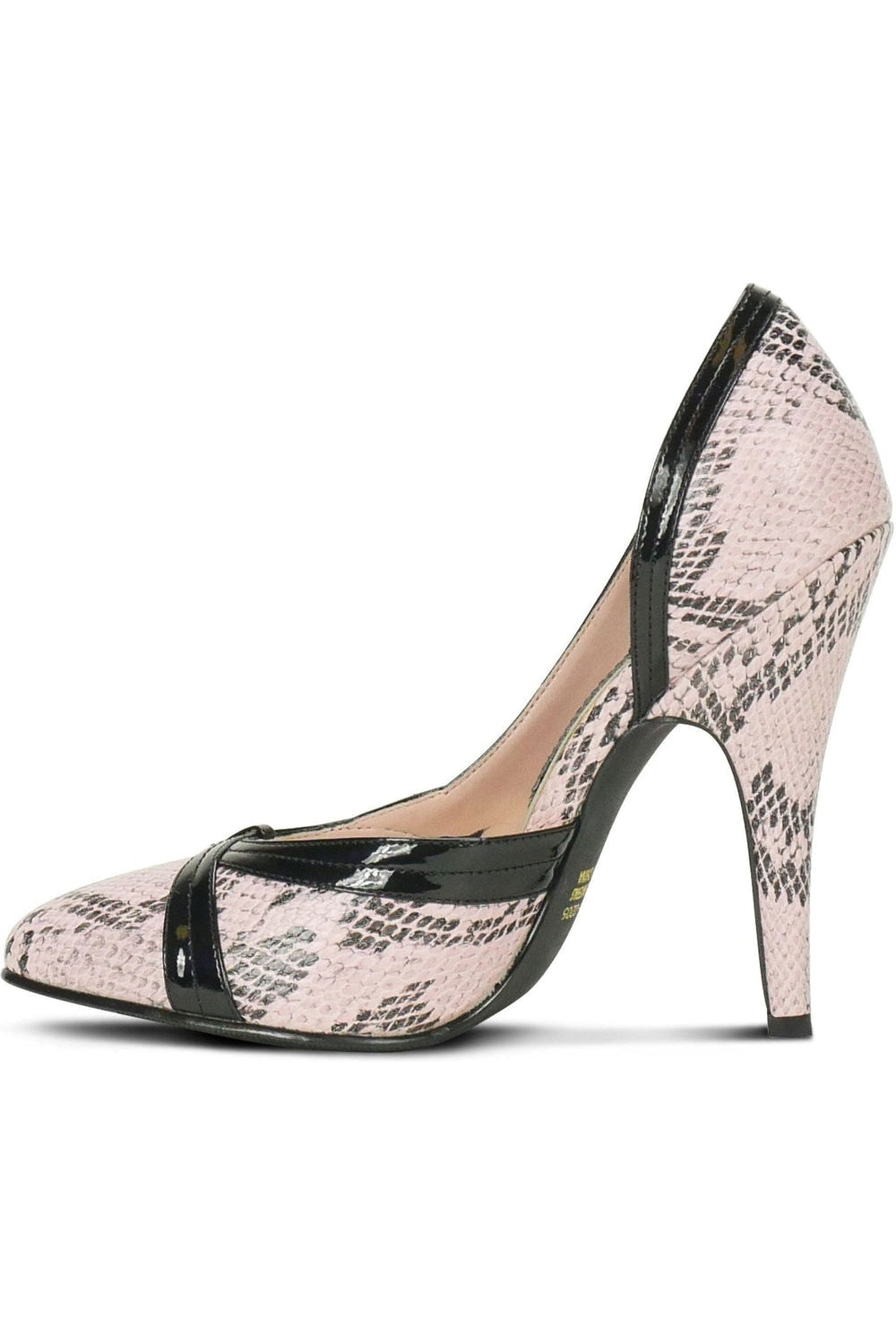 5004-Sexy Leaf Trim Pump | Pink Snake Print-Sexyshoes Brand-D'Orsays-SEXYSHOES.COM