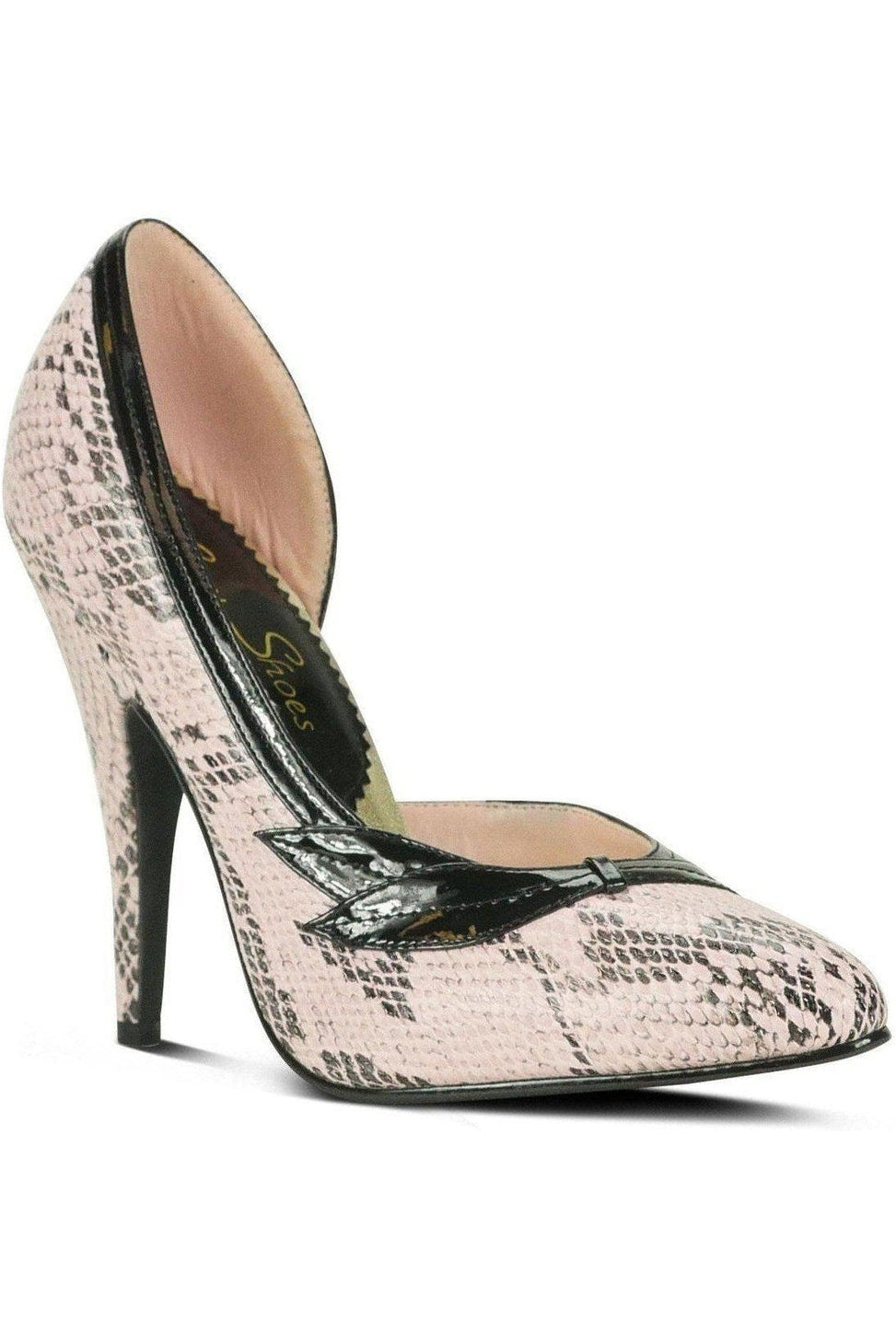 5004-Sexy Leaf Trim Pump | Pink Snake Print-Sexyshoes Brand-Pink-D'Orsays-SEXYSHOES.COM