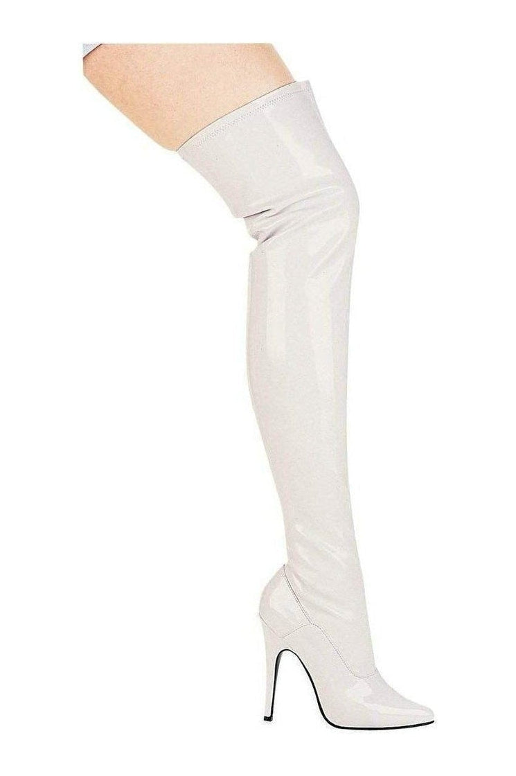 511-ALLY Thigh Boot | White Patent-Ellie Shoes-White-Thigh Boots-SEXYSHOES.COM