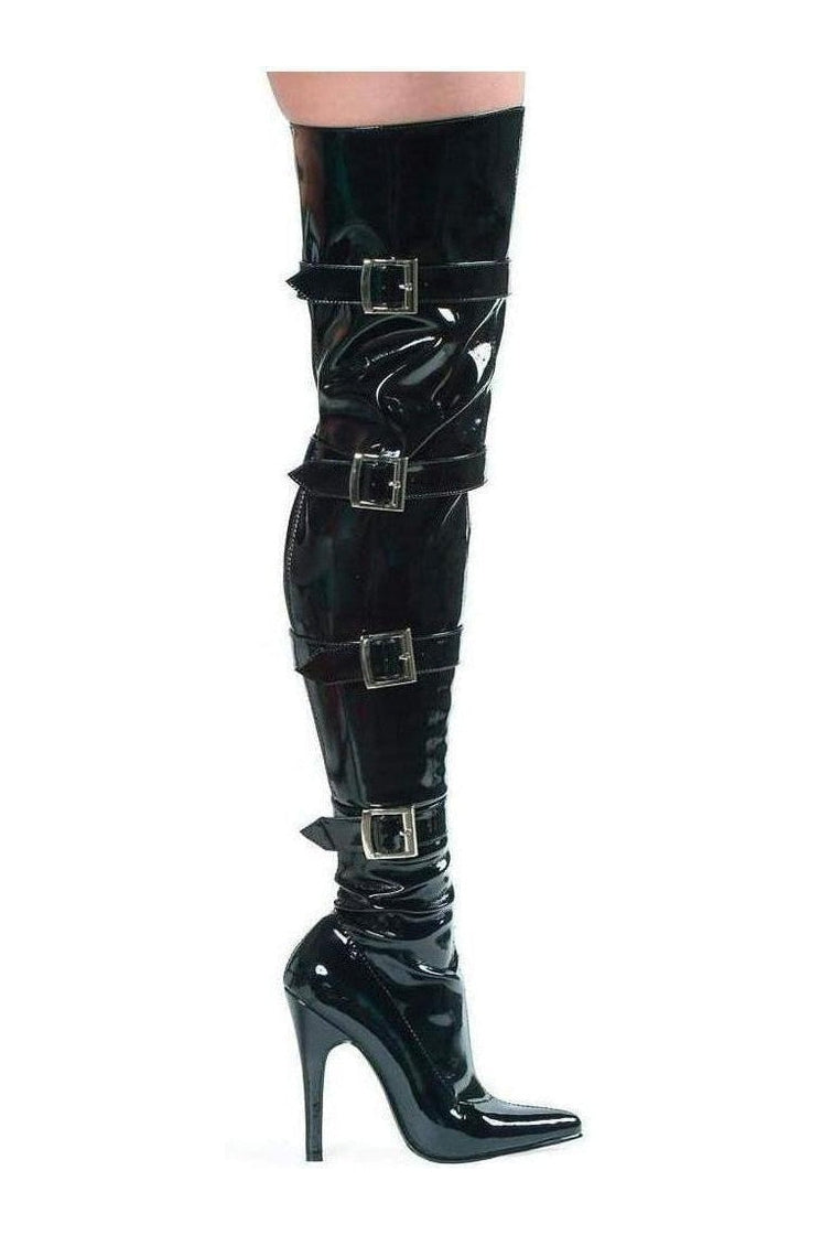 511-BUCKLEUP Thigh Boot | Black Patent-Thigh Boots- Stripper Shoes at SEXYSHOES.COM