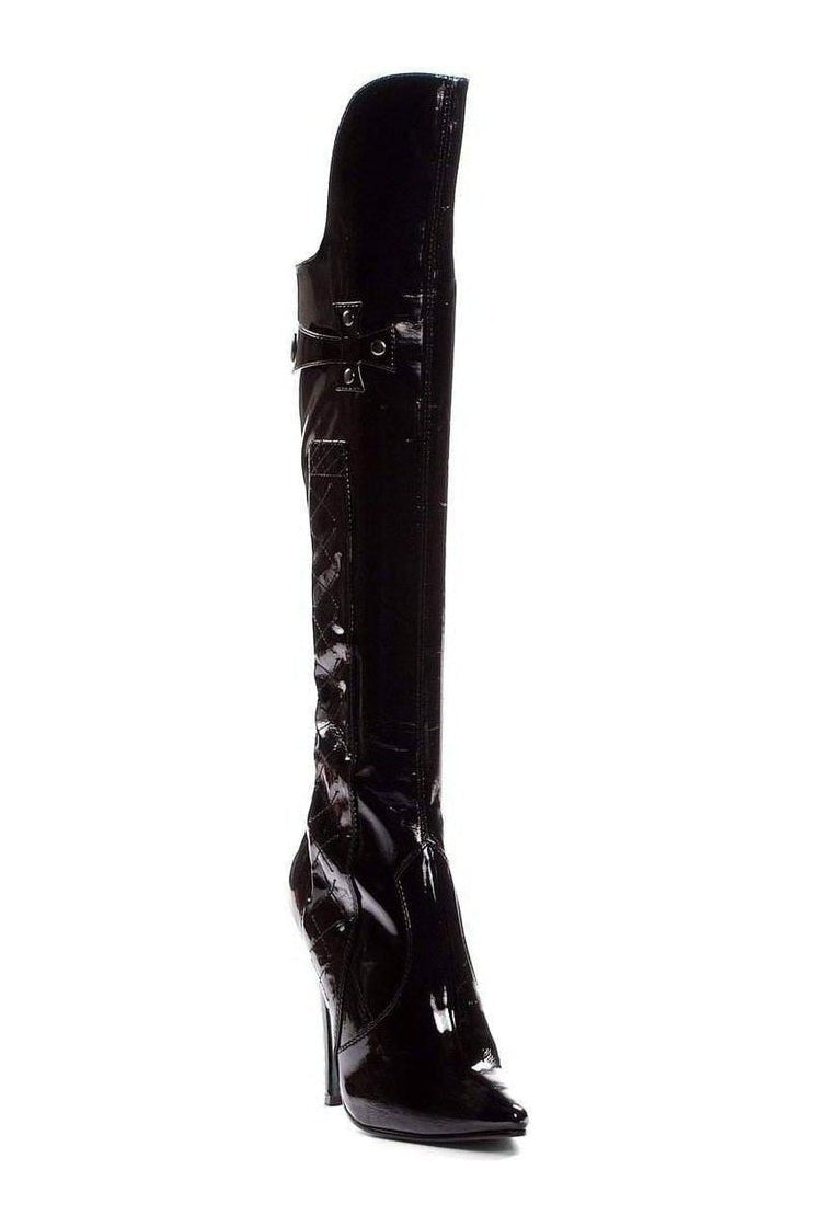 511-SADIE Knee Boot | Black Patent-Knee Boots- Stripper Shoes at SEXYSHOES.COM