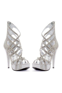Ellie Shoes 532 JULIA Sandal in Silver Satin