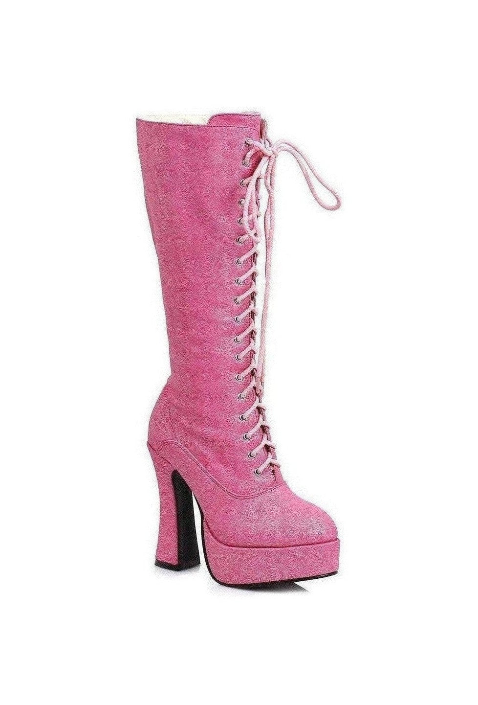 557-FOXY Knee Boot | Pink Faux Leather-Ellie Shoes-Pink-Knee Boots-SEXYSHOES.COM