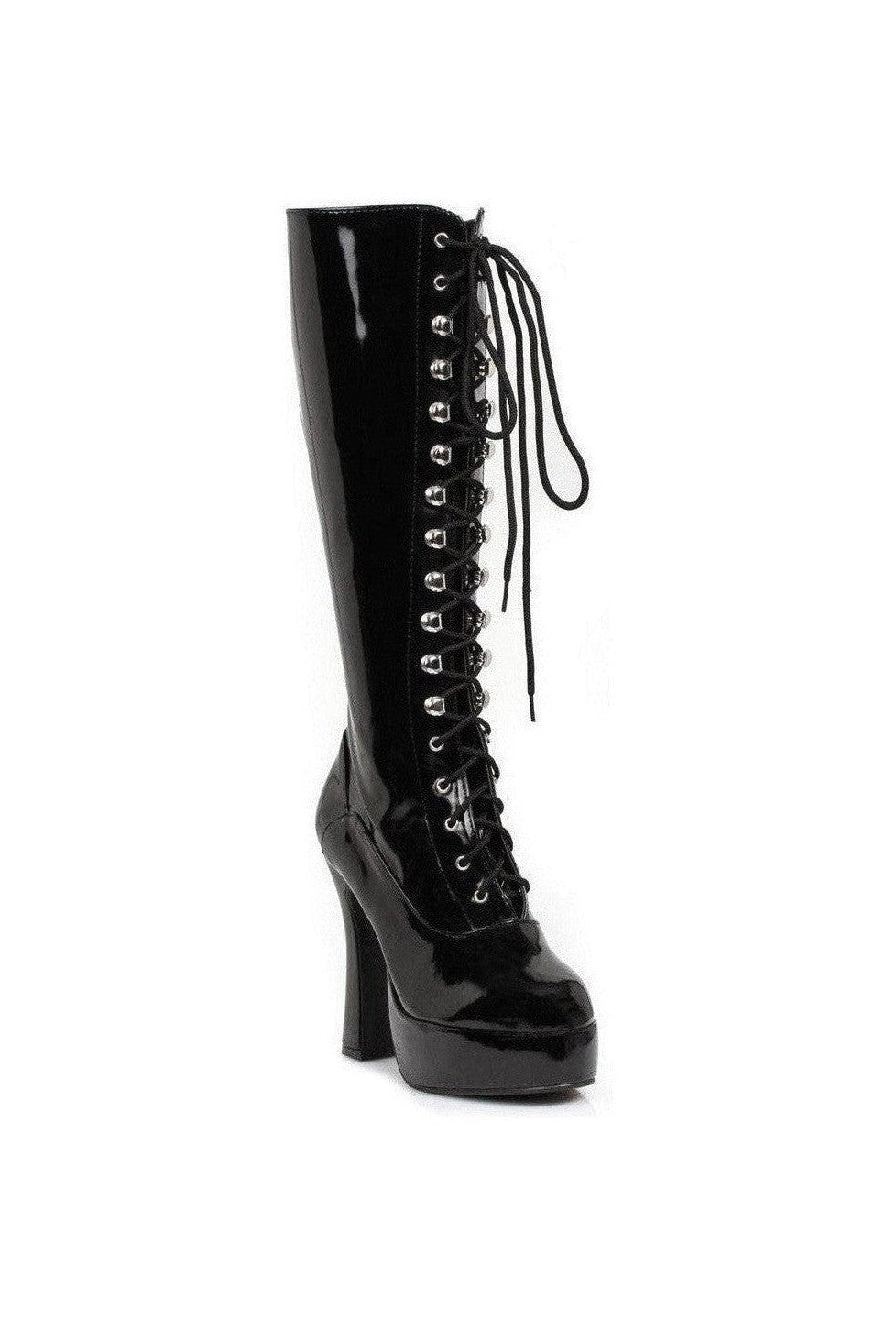 557-GINA Festival Boot | Black Patent-Ellie Shoes-Black-Knee Boots-SEXYSHOES.COM