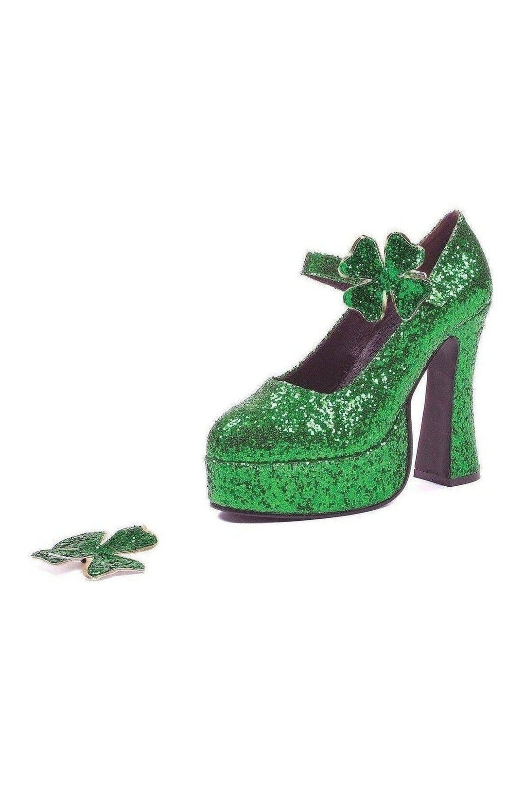 557-LUCKY Costume Pump | Green Glitter-Ellie Shoes-SEXYSHOES.COM