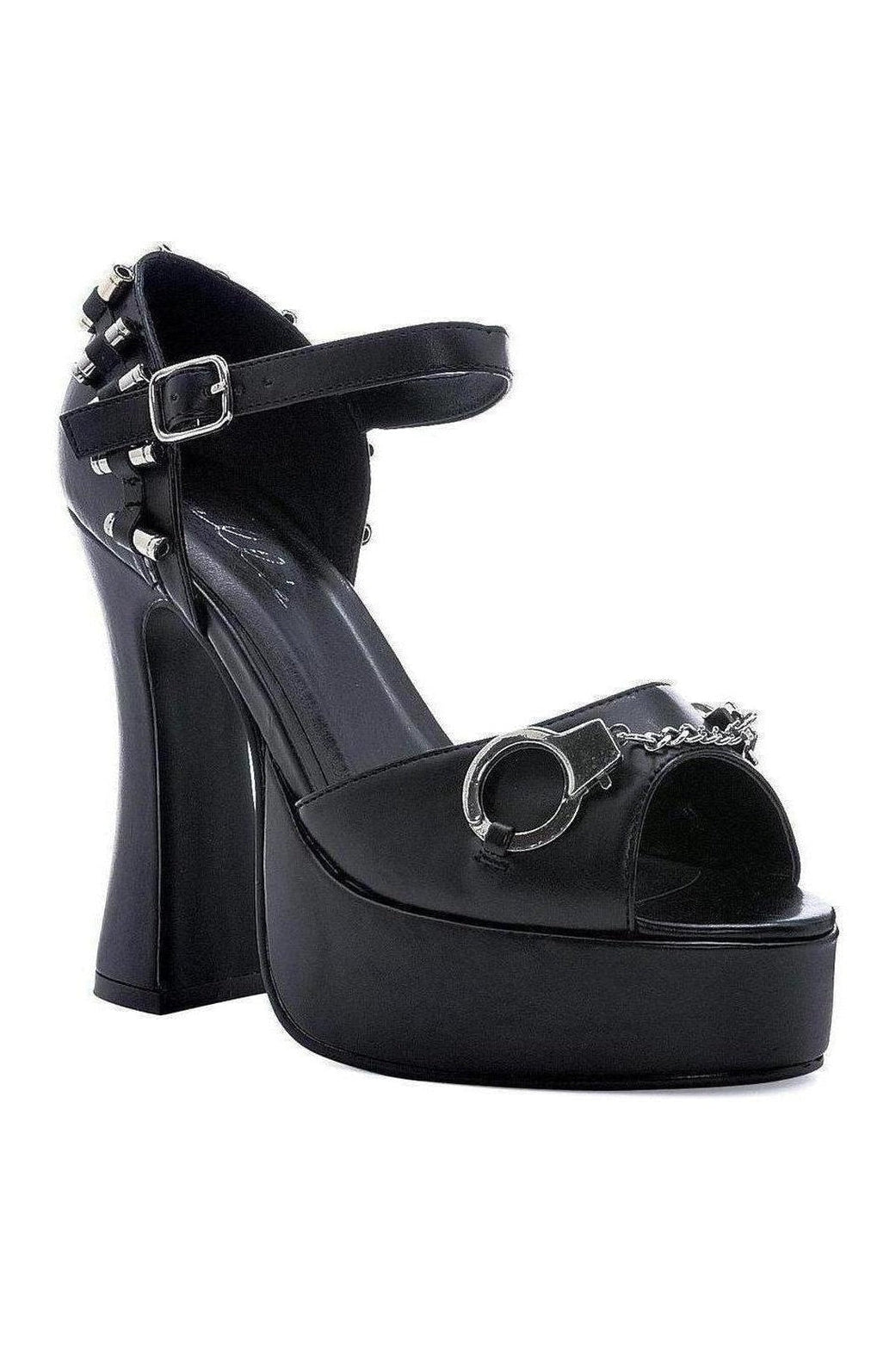 557-OFFICER Costume Sandal | Black Faux Leather-Ellie Shoes-SEXYSHOES.COM