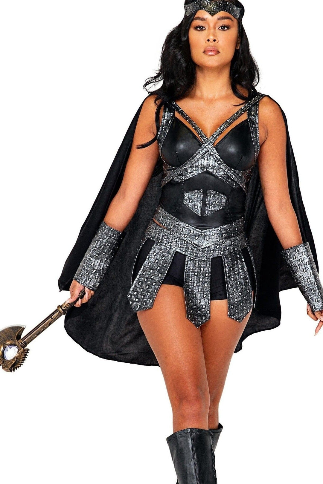 5pc Warrior Princess-Hero Costumes-Roma Costumes-Black-L-SEXYSHOES.COM