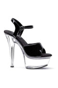601-JULIET-C Platform Sandal  | Black Patent