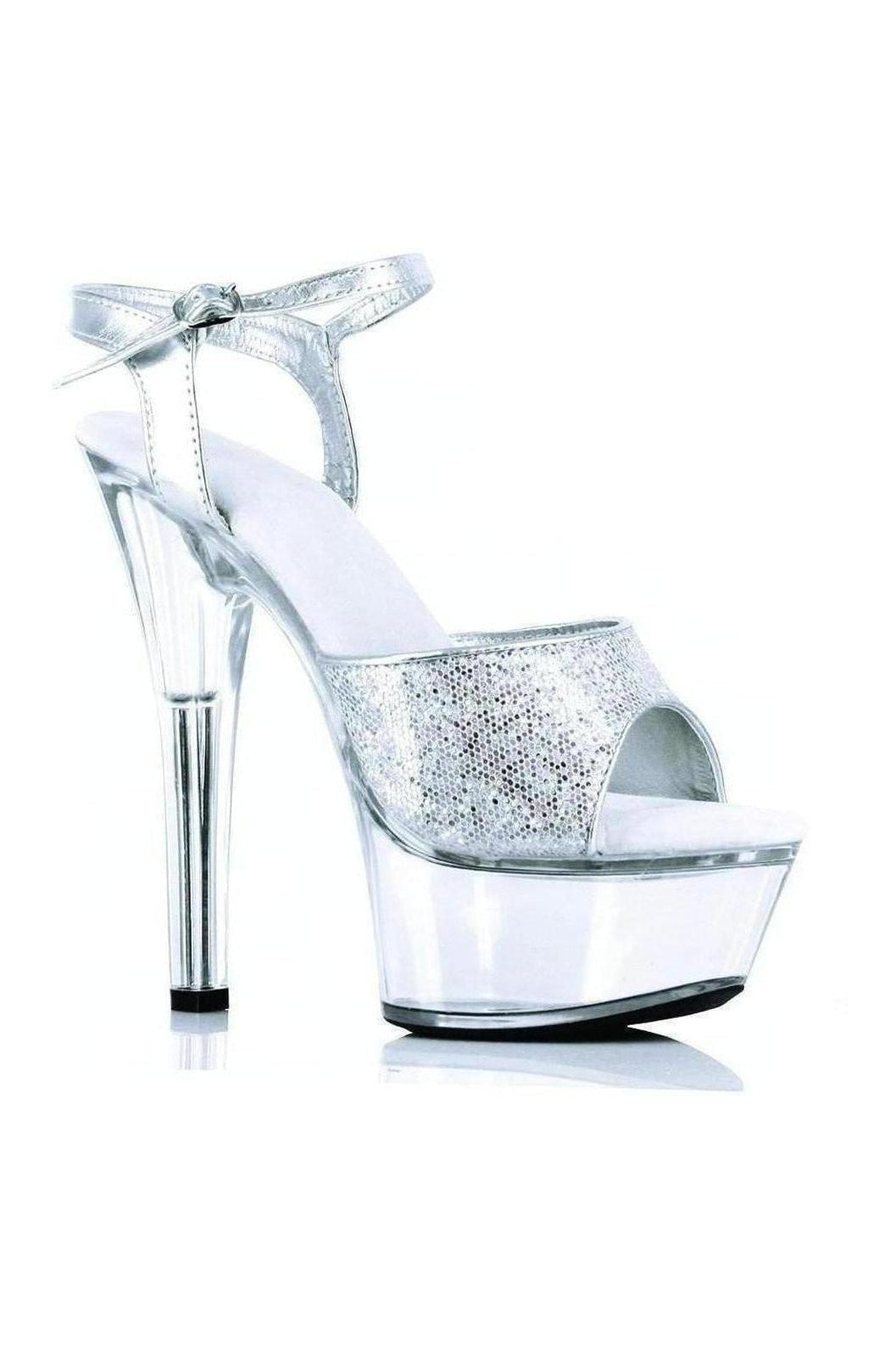 Ellie Shoes 601 JULIET G Platform Sandal in Silver Glitter from SexyShoes.com