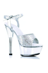 Ellie Shoes 601 JULIET G Platform Sandal in Silver Glitter from SexyShoes.com