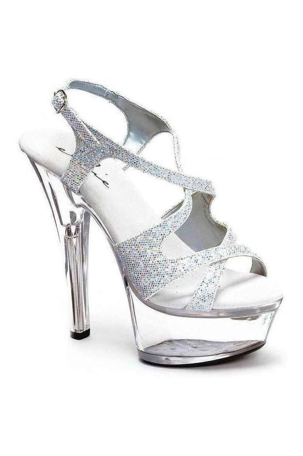 Ellie Shoes 601 LANCE G Sandal in Silver Satin from SexyShoes.com