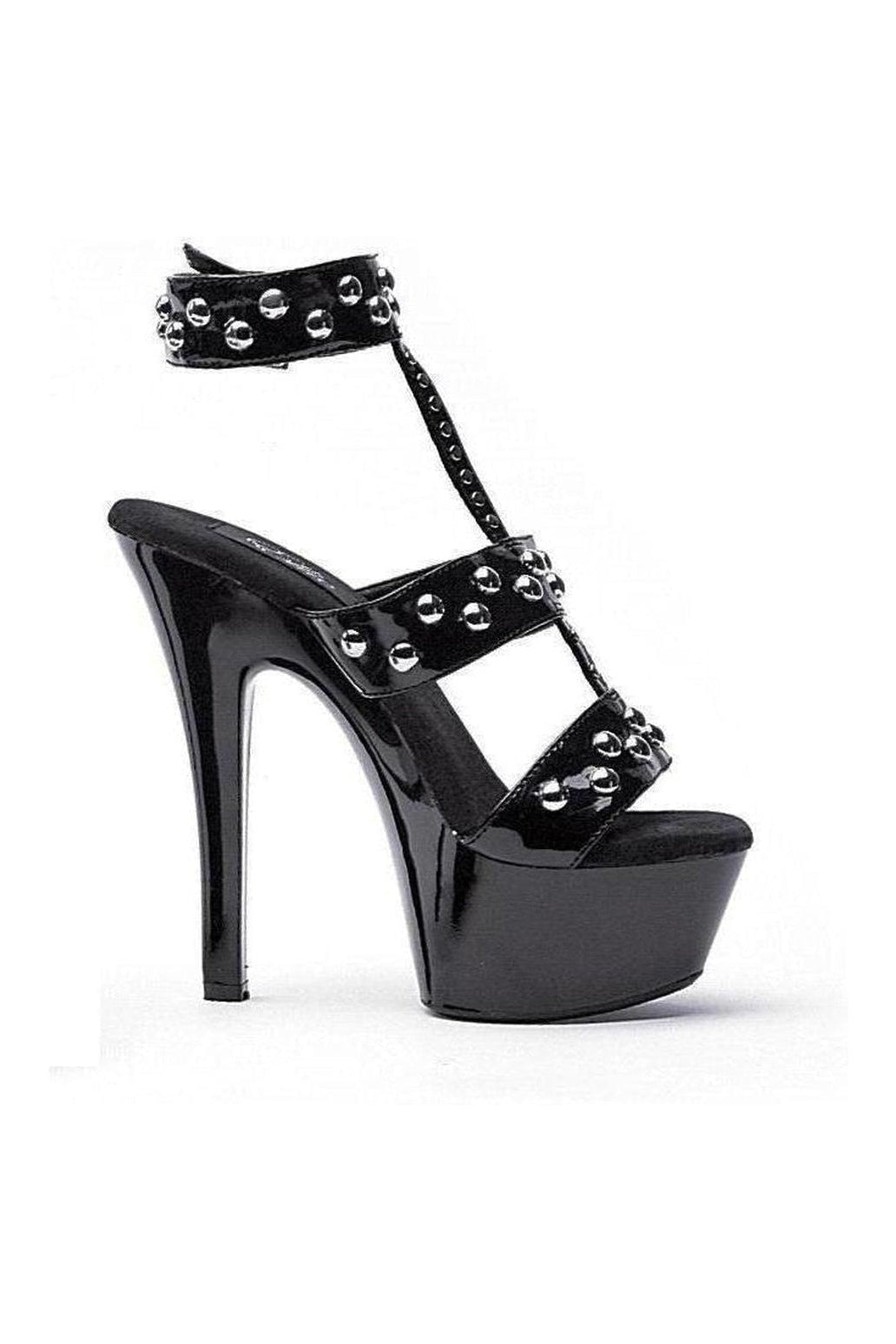 601-QUEEN Platform Sandal | Black Patent-Ellie Shoes-Black-Sandals-SEXYSHOES.COM